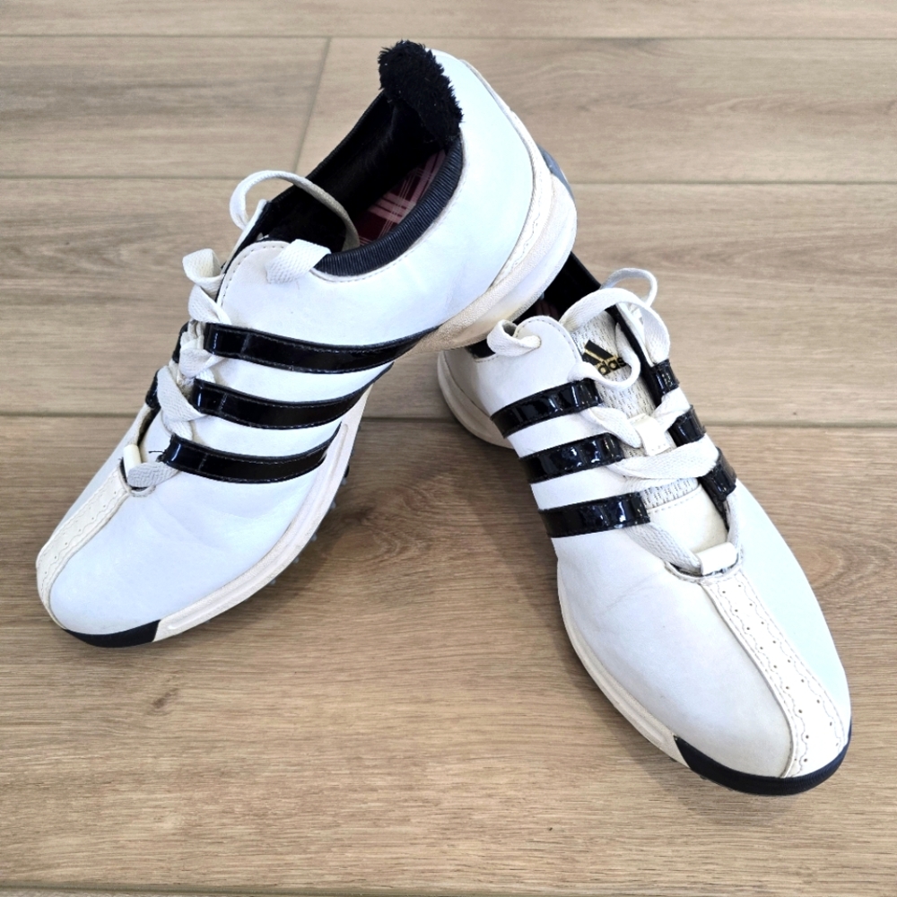Adidias Golf Shoes Women's Size 9 Fit Foam White Black Golfing Sneakers Spikes